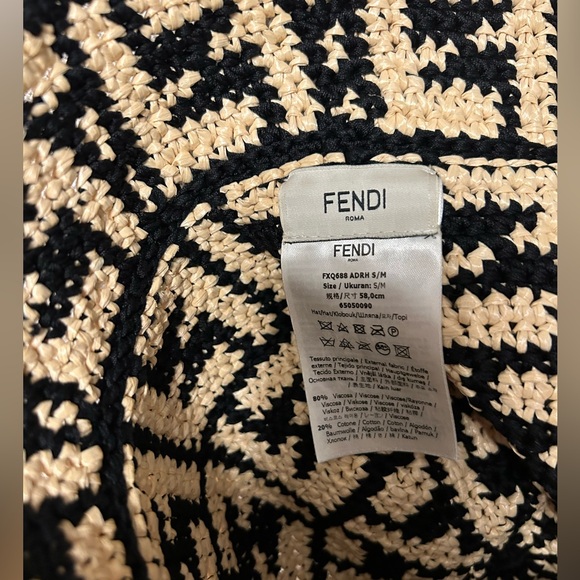 FENDI Raffia Logo Bucket Hat S/M - Picture 7 of 11